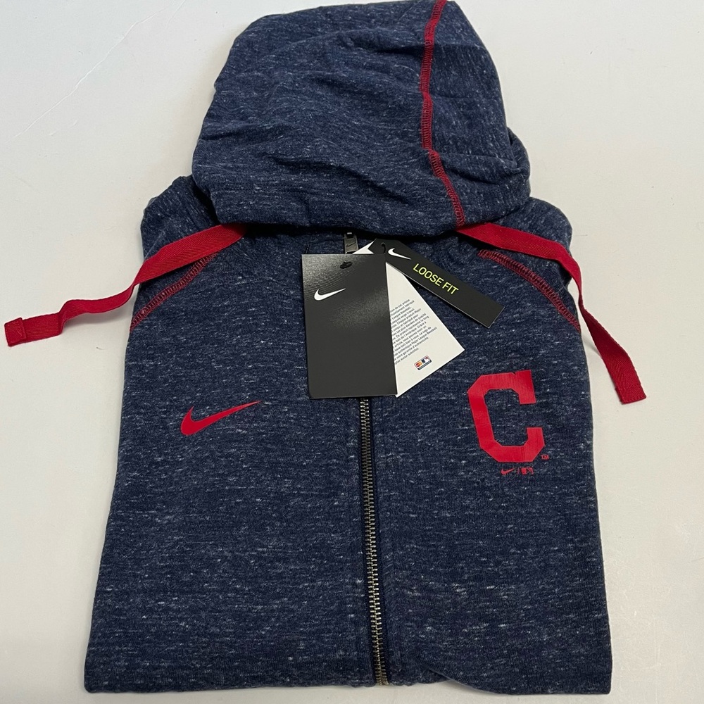 Cleveland Indians Hoodie Women’s Large Blue Full Zip Nike Gym Vintage MLB Loose